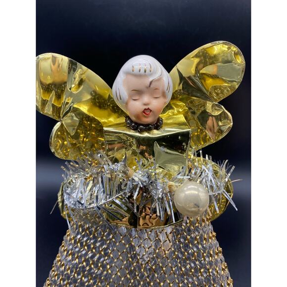 Vintage Holt Howard? 9” Porcelain Head Angel‎ Christmas Tree Topper Table Decor - Picture 2 of 6